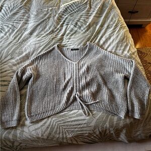Gray V-Neck Women's Sweater